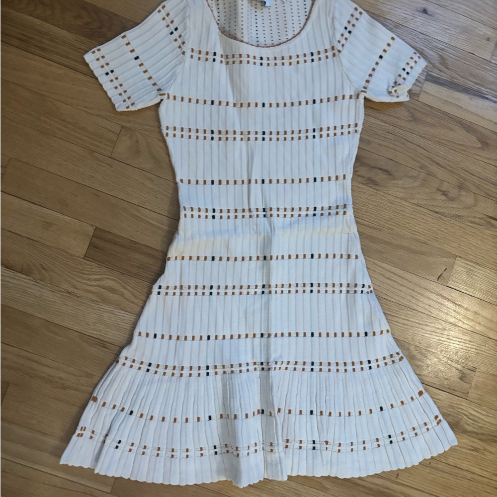 Sandro Paris Elegant White Striped Dress